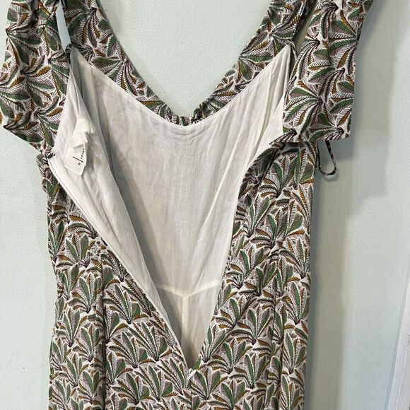 Anthropologie Womens Jumpsuit Size 4/Small Green Palm Floral Wide Leg - Picture 5 of 8